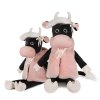 Maxitoys Мягкая Игрушка Luxury, Коровка Даша в Меховой Накидке, 23 см / цвет черный, розовый
