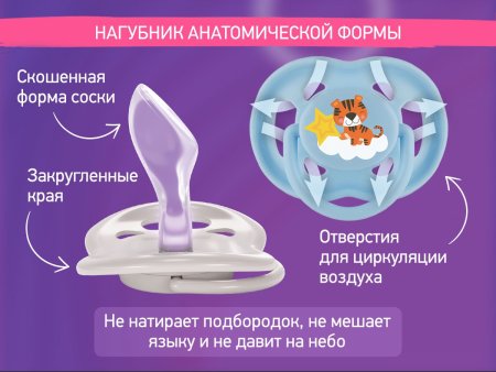 ROXY-KIDS Соска-пустышка ортодонтическая TIGER с футляром, 2 шт, 0-6 мес