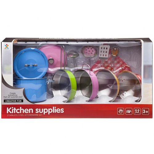 ABtoys Игровой набор "Посуда металлическая 12 предметов" / разноцветная