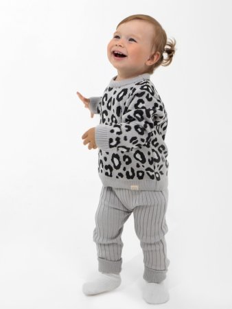 (м)Костюм вязаный Крошка Я Leo Baby,серый  (р. 68-74)