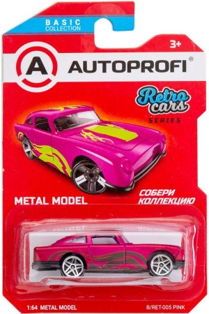 Машинка коллекционная 1:64, Серия RETRO CARS, B/RET-005, розовый, 1/24/48