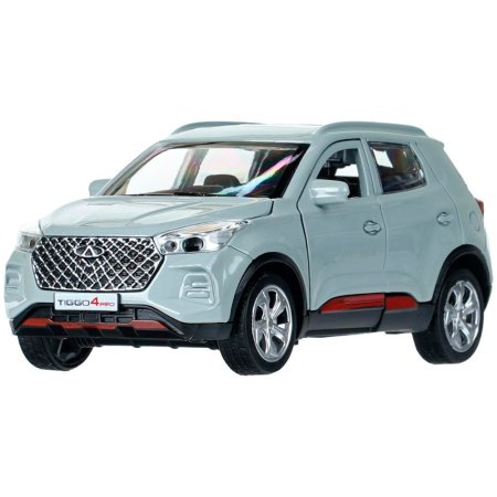 Машина металл chery tiggo 4 pro 12 см, двери, кап, баг,инер,серебристый,кор. Технопарк415039