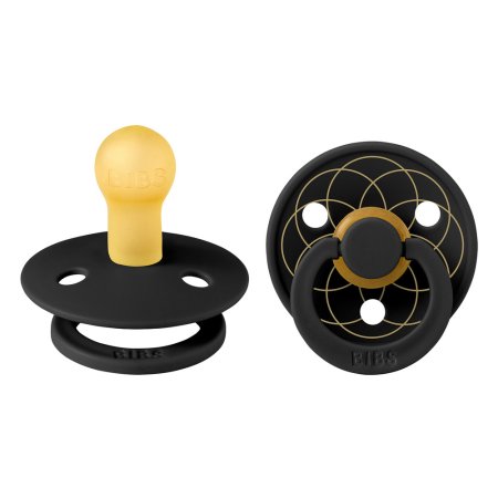 Набор пустышек латексных BIBS Studio Colour - Layl - Black/Gold, 0+ месяцев.