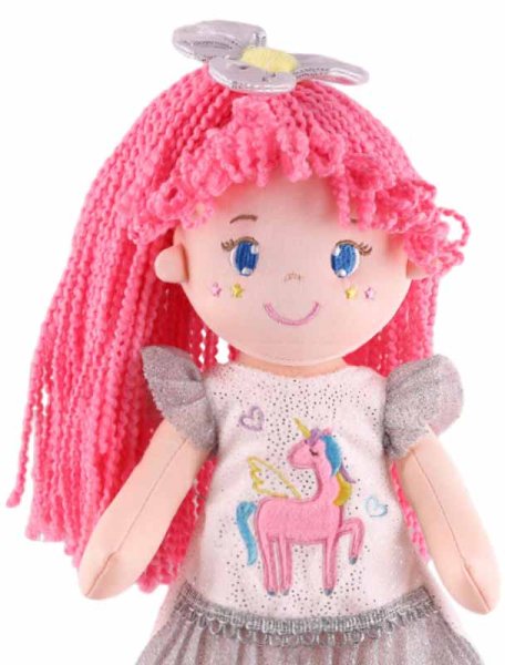 Maxitoys Мягкая игрушка Кукла Кэтти с розовыми волосами в платье, 35 см
