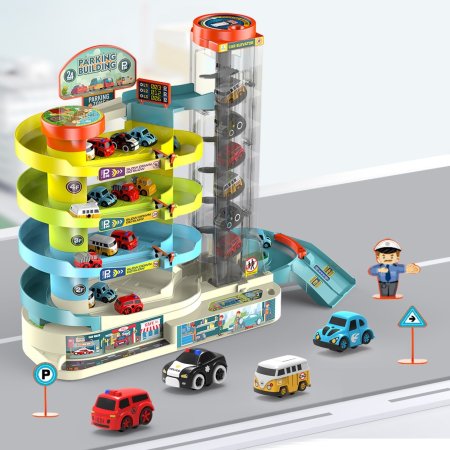 Парковка "Город", 6 машинок, лифт, свет и звук   