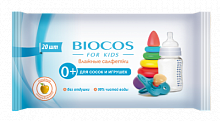 BioCos Влажные салфетки для сосок и игрушек, 20 шт					
