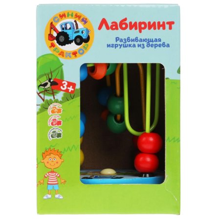 Буратино Развивающая деревянная игрушка Лабиринт Синий трактор 314843 / разноцветная