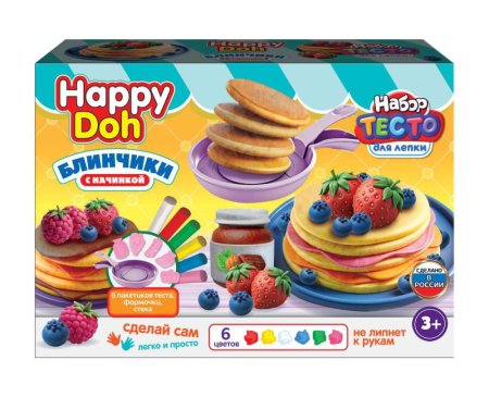 Набор для лепки с формочками блинчики с начинками, 24 см HAPPY DOH в кор.8шт 398688