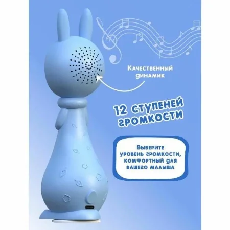  «Зайчик Грызушка». Музыкальная интерактивная игрушка. Синий. 8 режимов, 7 функций.