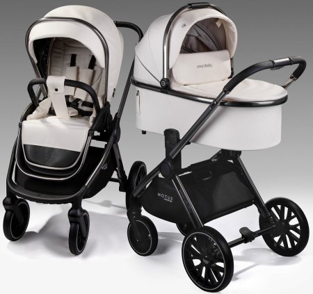 Коляска,экокожа 2в1 Amarobaby Motus Premium Ecco (молочный)
