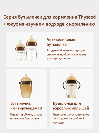 Thyseed Бутылочка для новорожденных 160мл. 2-3 мес. ,стекло