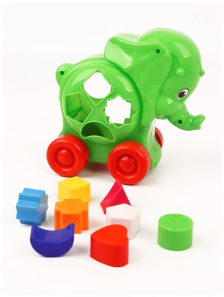 Green Plast Каталка Сортер Слон с ручкой, в сетке