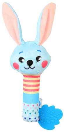 Умка Текстильная погремушка с пищалкой «Зайка»