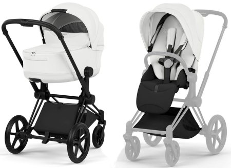 Коляска 2в1 CYBEX Priam Style Matt Black + спальный блок (Off White)