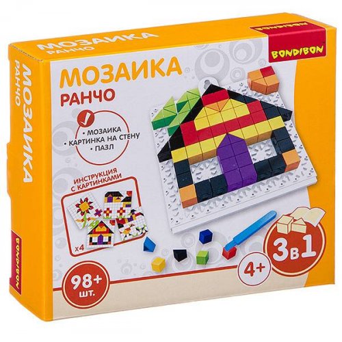 Bondibon Логические, развивающие игры и игрушки  Мозаика Ранчо 98 деталей, в коробке 16x4x14 см