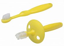 Roxi Kids Набор: зубная щетка и щетка-массажер для малышей / цвет желтый					