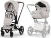 Коляска 2в1 CYBEX Priam Style Chrome Brown + спальный блок (City Grey)