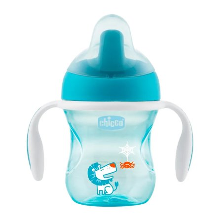Chicco Чашка-поильник Transition Cup (полужесткий носик), 200 мл / цвет синий, зеленый