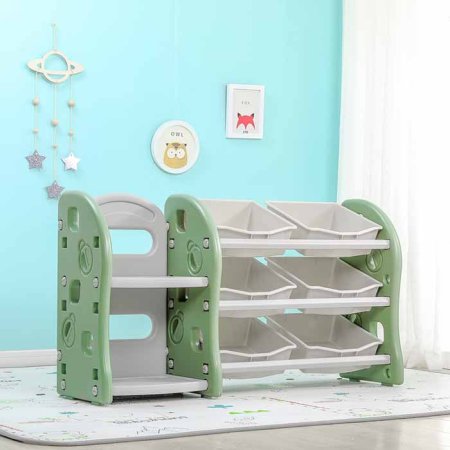 Pituso Стеллаж для игрушек с ящиками и приставкой / цвет Green (олива)