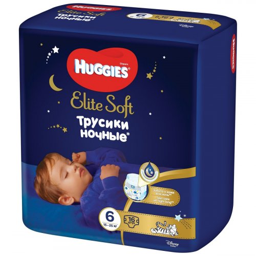 Huggies трусики-подгузники Elite Soft Ночные 6 (15-25кг) 16шт