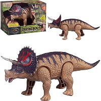 Junfa Интерактивный Динозавр Трицератопс, движение, световые и звуковые эффекты/ коричневый					