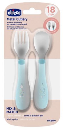 Chicco Набор столовых приборов Metal Cutlery / цвет голубой