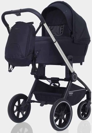 MowBaby Коляска 3 в 1 Zoom PU / цвет Silver Black (черный, рама серебро)