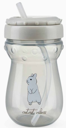 Happy Baby Поильник с трубочкой, 360 мл / принт rabbit