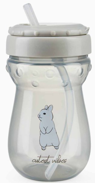 Happy Baby Поильник с трубочкой, 360 мл / принт rabbit