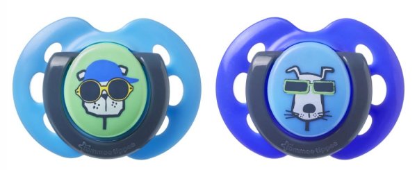 Tommee Tippee Пустышка силиконовая Fun Style Pisica/Cain, 0-6 месяцев, 2 штуки