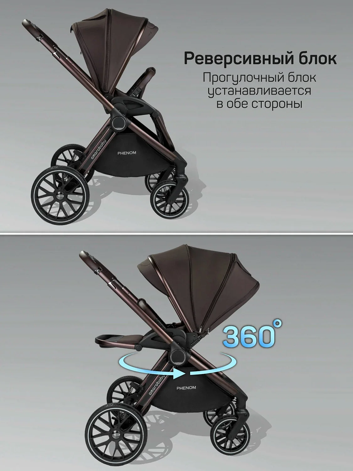 Коляска 2 в 1 с термолюлькой Amarobaby Phenom