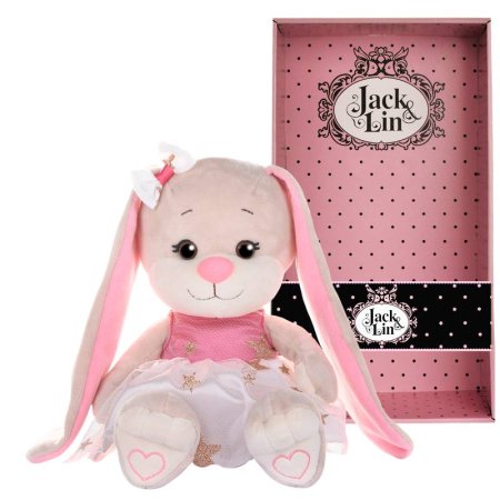 Jack&Lin Зайка в Бело-Розовом Платьице со Звездочками, 20 см, в Коробке