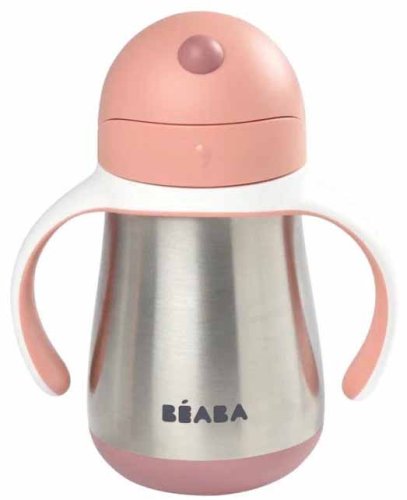 Beaba Поильник-термос Tasse paille Inox, 250 мл / цвет pink (розовый)