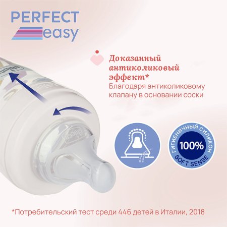 Chicco Бутылочка пласт.PERFECT EASY Uni, 150 мл, с/с, медл.поток 00020241300000