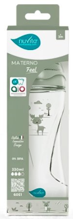 Nuvita Антиколиковая бутылочка Materno Feel, 250 мл / цвет серо-зеленый