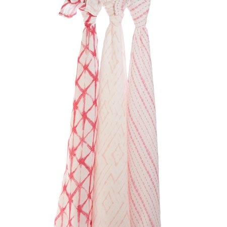 Aden&Anais Набор пеленок из бамбука Berry shibori, 3 штуки / цвет белый, розовый
