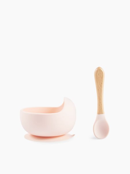Happy baby Набор посуды для детей: миска на присоске и ложка 15064 / цвет light pink