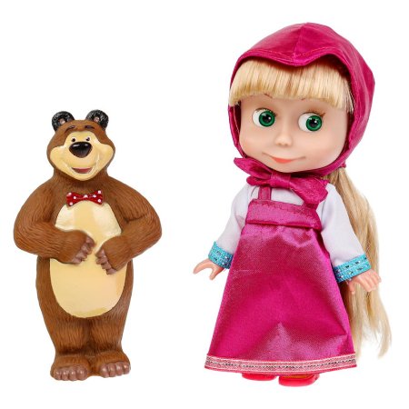 Кукла Маша и Медведь маша 15 см, озвуч, кор КАРАПУЗ в кор.30шт