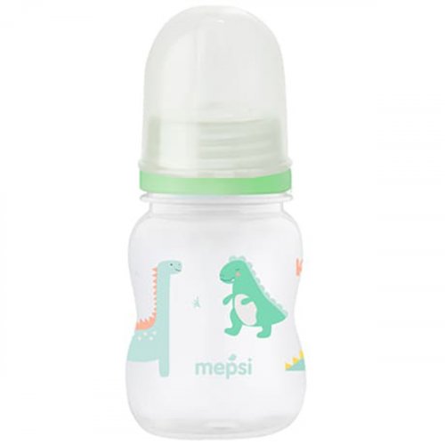 Mepsi Бутылочка для кормления Dino, 125 мл, от 0 месяцев / цвет зеленый, прозрачный