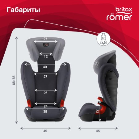 Britax Roemer Детское автокресло KID II Black Series / цвет Storm Grey Trendline