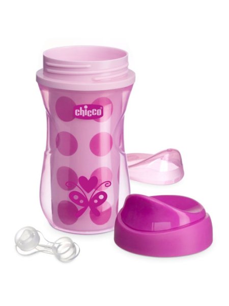 Chicco Чашка-поильник Active Cup 2 в 1, 266 мл, 14+ мес / цвет сиреневый, розовый