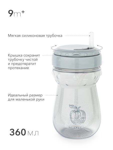 Happy Baby Поильник для кормления с трубочкой, 360 мл / цвет aqua