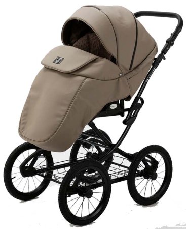 Adamex Коляска 2 в 1 Porto Retro Deluxe / цвет темно-бежевая кожа