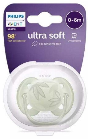 Avent Пустышка Ultra soft силиконовая, 0-6 месяцев / цвет зеленый