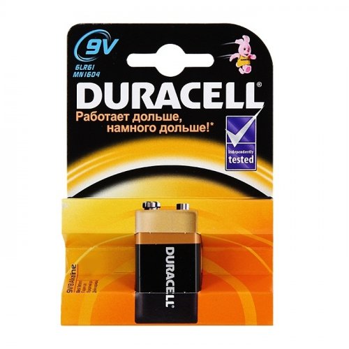 Батарейка алкалиновая DURACELL Basic 9V / блистер 1 шт