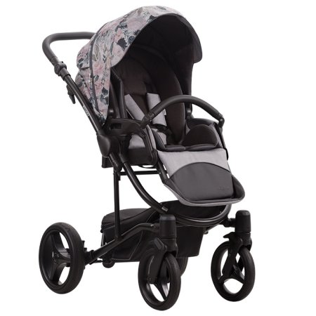 Bebetto Детская коляска 2 в 1 Torino TEX Цвет / 01 лиловый с рисунком (ткань) / рама черная