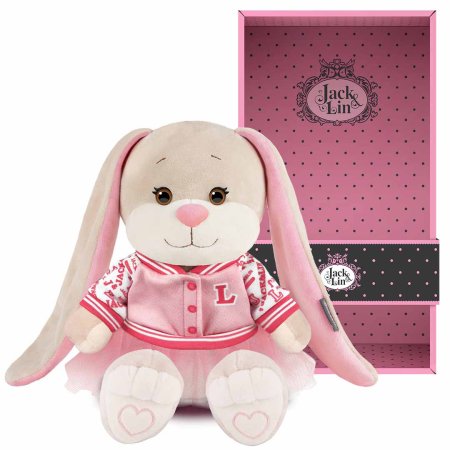 Maxitoys Мягкая игрушка Jack&Lin, Зайка Лин в розовом бомбере с юбочкой, 20 см