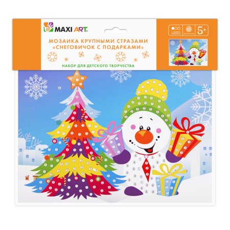 Maxi Art Мозаика Крупными Стразами Снеговичок с Подарками / разноцветная