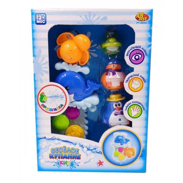 Abtoys Игрушки для ванной "Веселое купание" в наборе с аксессуарами (5 предметов)