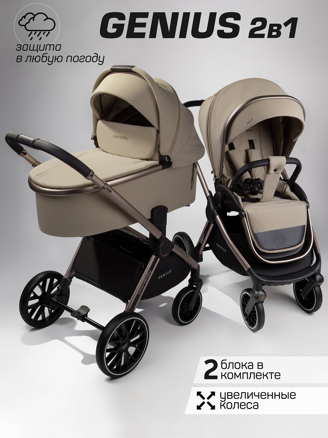Amarobaby Коляска 2 в 1 Genius - копия-тест!